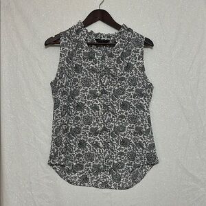 Banana Republic Black and White Ruffled Blouse with Peter Pan Collar